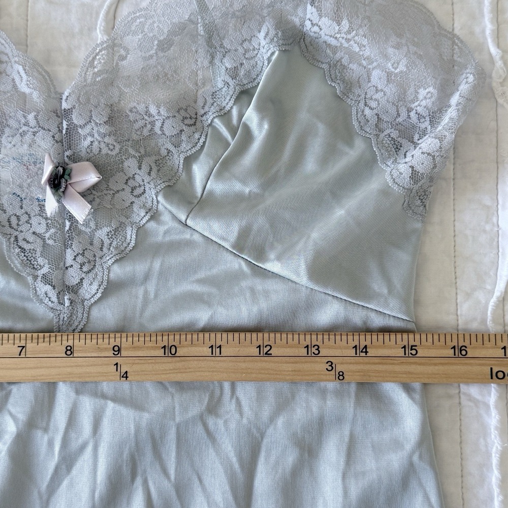 VTG Slip Dress Lace Silky Women M 36 Lingerie Cocktails Nylon babydoll - Picture 6 of 8